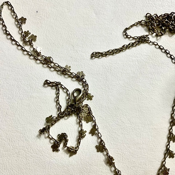 Silver Tone Chain Necklace with Butterflies and Flowers - Picture 1 of 1